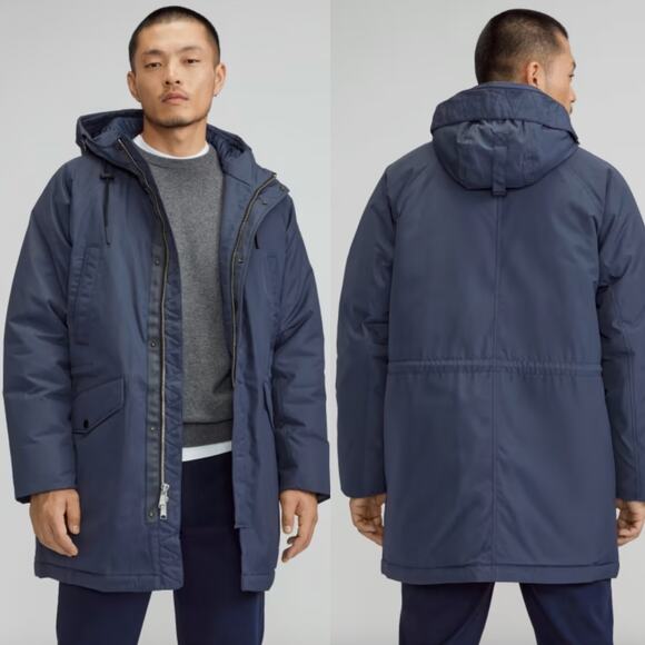 Everlane Men's The ReNew Long Parka In India Ink Size Medium New - Picture 1 of 16